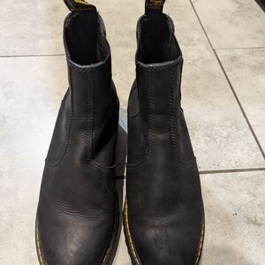 Dr. Martens Black Ankle Boots with Elastic Panels and Rounded Toe